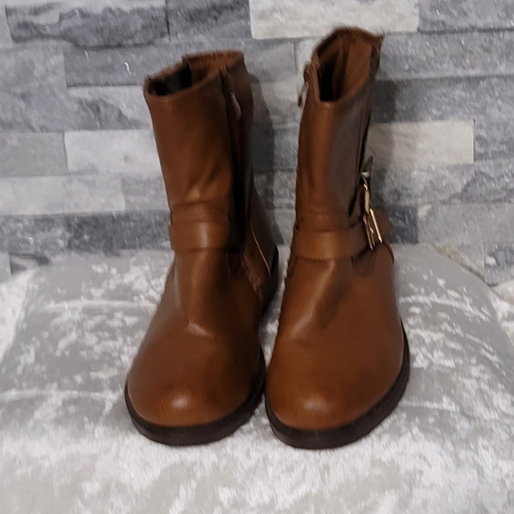 First Sight Taupe Buckle Ankle Booties - Picture 3 of 8